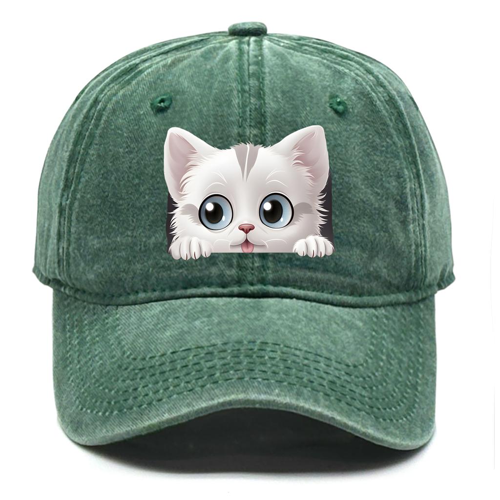 Cute Cat Print Snapback Sun Hat Cat Avatar Woman's Cap Cozy Adjustable Strap Baseball Hat Perfect For Outdoor Accessory