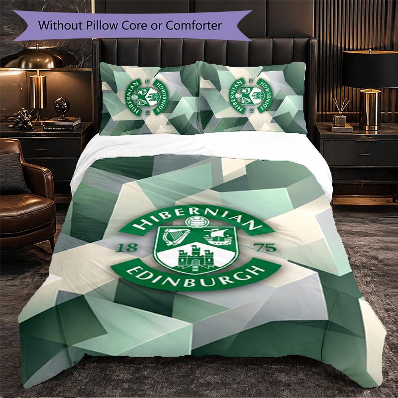 Hibernian FC Themed Bedding 3Pcs Duvet Cover Set Decorative Bed Linen For Teen Room Home Decoration