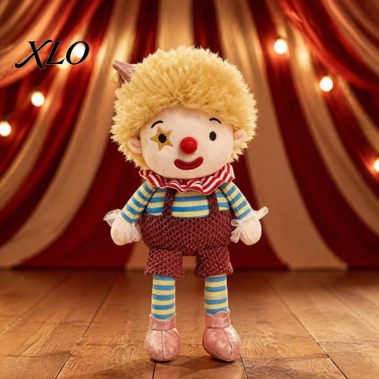 Playmate for Children Vintage Circus Clown Plush Toy, Soft Stuffed Jester Doll with Embroidered Face, Skin Friendly Retro Decorative Figurine