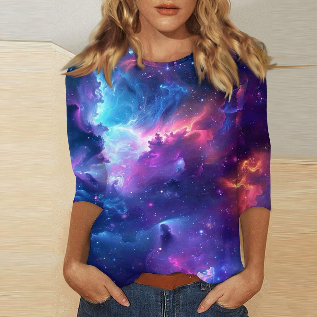 Женская повседневная свободная футболка с круглым вырезом и принтом ко Дню святого Валентина с рукавами три четверти