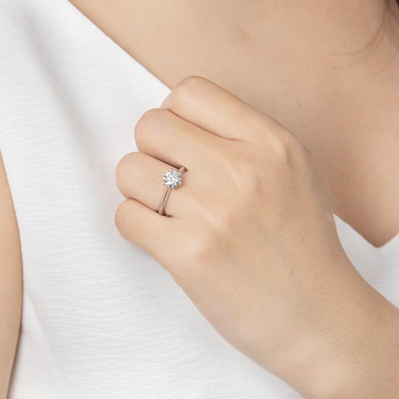 Bague Ringen Обручальные кольца с муассанитом цвета D 1,0 карат для женщин, ювелирные изделия из белого золота 18 карат, цвета стерлингового серебра 925 пробы