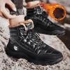 Winter Fur Lined Snow Boots for Men Thick Warm Slip-On Waterproof Fleece Inside Boots High-Top Sneakers for Male Outdoor Lace-Up Ankle Booties