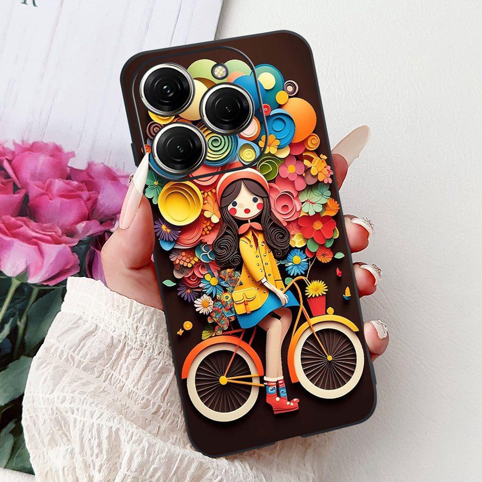 Для Tecno Spark 20 Pro KJ6 Задняя крышка Для Tecno Spark 20 Pro Чехол Черный Силикон Модный Роскошный Милый Мультяшный Ударопрочный Бампер