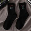 Women's Korean Trendy Cartoon Long Sports Socks - Black & White, Mid-Tube, Autumn/Winter, All-Match.