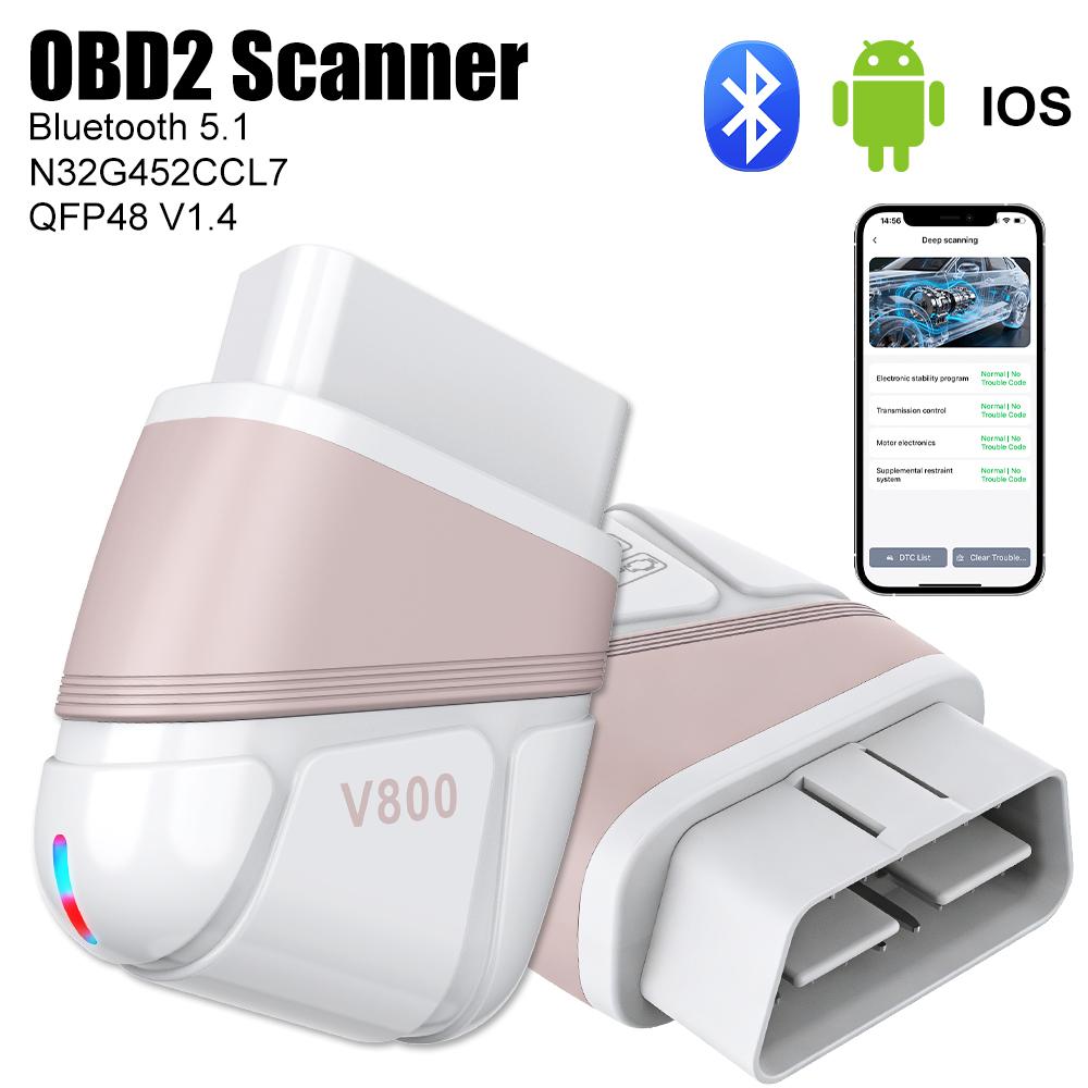 Fault Code Clear N32G452CCL7,QFP48 V1.4 Auto Accessories Engine ABS Transmission Airbag Scan Bluetooth 5.1 OBD2 Scanner Car OBD II Diagnostic Tools