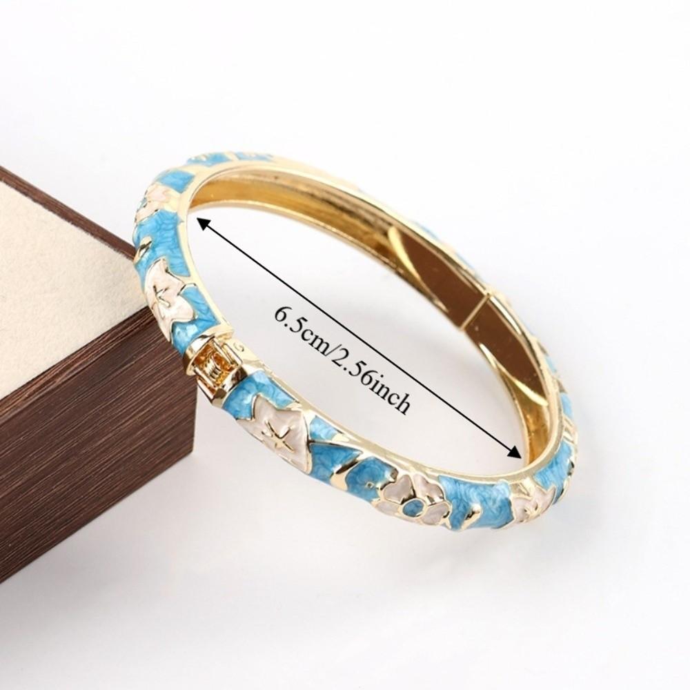 Enamel Vintage Cloisonne Bangle Traditional Women's Hand Bracelet Flower Bangle Ladies