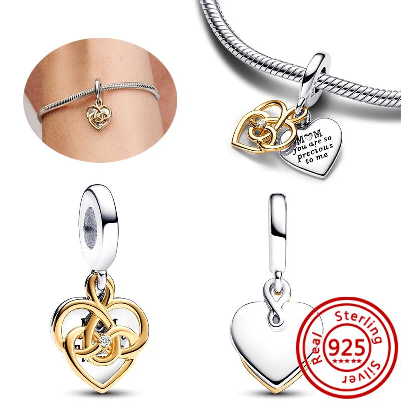 Медь 925 пробы Золотое Сердце Любви Четырехлистный Клевер Ангел Солнце Дерево Перья DIY Бусины Подходят для Оригинального Шарм-браслета Pantaro Мелкий Циркон