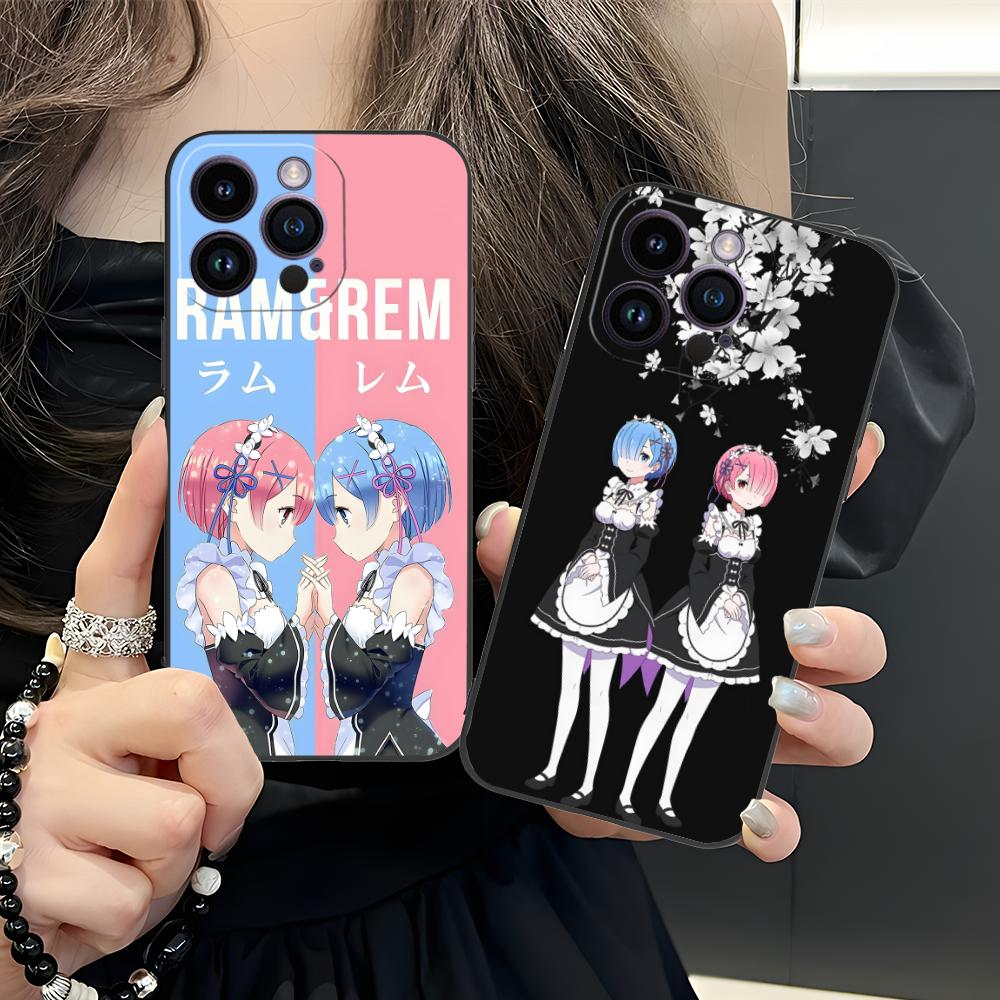 ReZero Рем Рам Матовый ТПУ Чехол для Мобильного Телефона для iPhone 17 16 15 14 13 12 11 X XR XS 8 7 Air Pro Max Plus Mini Цветная Крышка