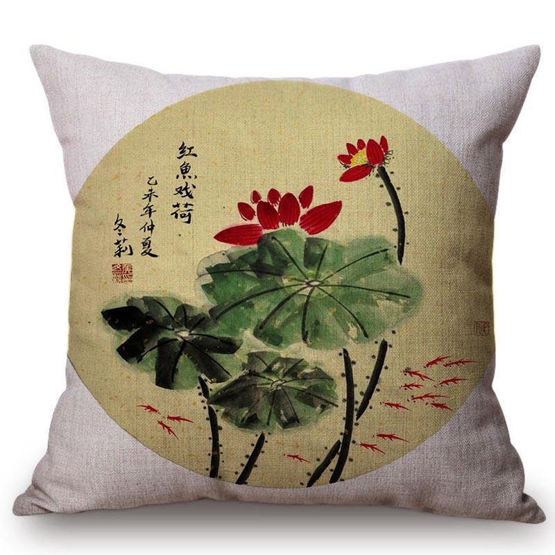 Китайский Ретро Живописный Стиль Классическая Девушка Лотос Чехлы для Подушек Офис Автомобиль Диван Кресло Домашнее Украшение Чехол для Подушки Наволочка