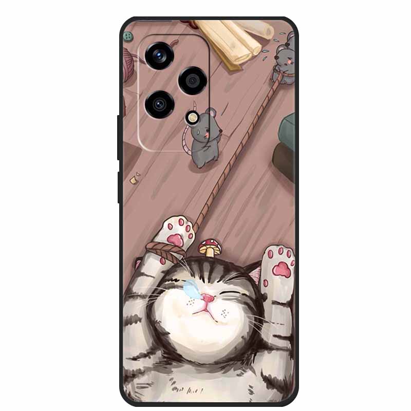 For Honor 200 Lite Cases Animals Soft TPU Painted Cat Phone Case Back Cover For Huawei Honor 200 Lite 5G Protection Bumper funda