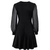 A-Line Women Solid Color V-Neck Jacquard Long Sleeve Dress Casual Spring High Waist Above Knee Summer Dresses S-XL