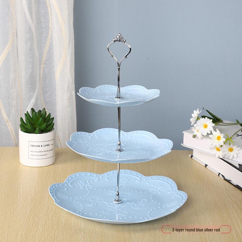 Трехъярусная подставка для торта к европейскому полуденному чаю - креативный многослойный пластиковый поднос для десертов и фруктовая тарелка