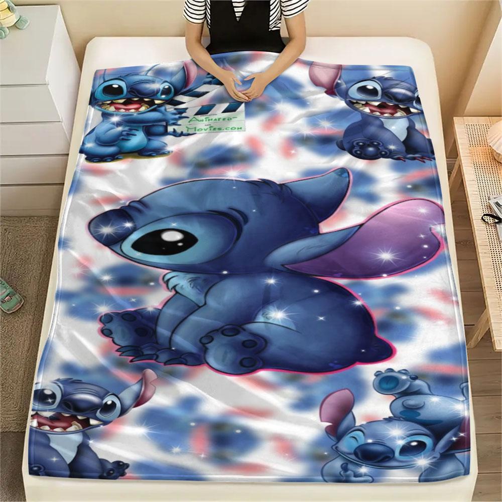 Stitch Cartoon printing Flannel Blanket Bedroom Sofa Camping Warm blanket Gifts for family and friends-MJ019
