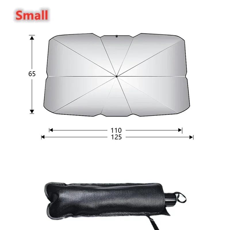 Car Sunshade Durable Stainless Steel Thermal Insulation Telescopic Silver-Coated Windshield Umbrella For Front Gear Easy