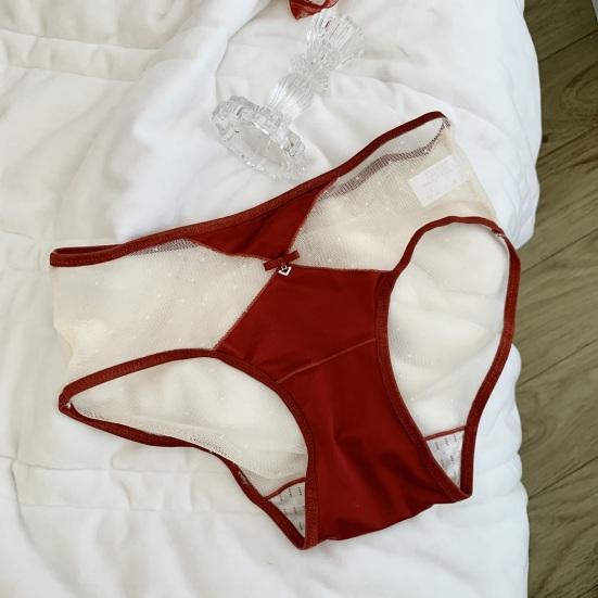 Lace Sexy Panties for Women Low Waist Full Coverage Briefs with Bow Ladies