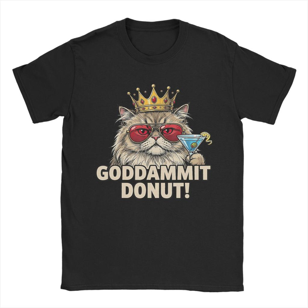 Donut Princess Cat Meme TShirt Summer Harajuku TShirts Man Cotton O Neck Oversized Tees Short Sleeves Street Style Tshirt
