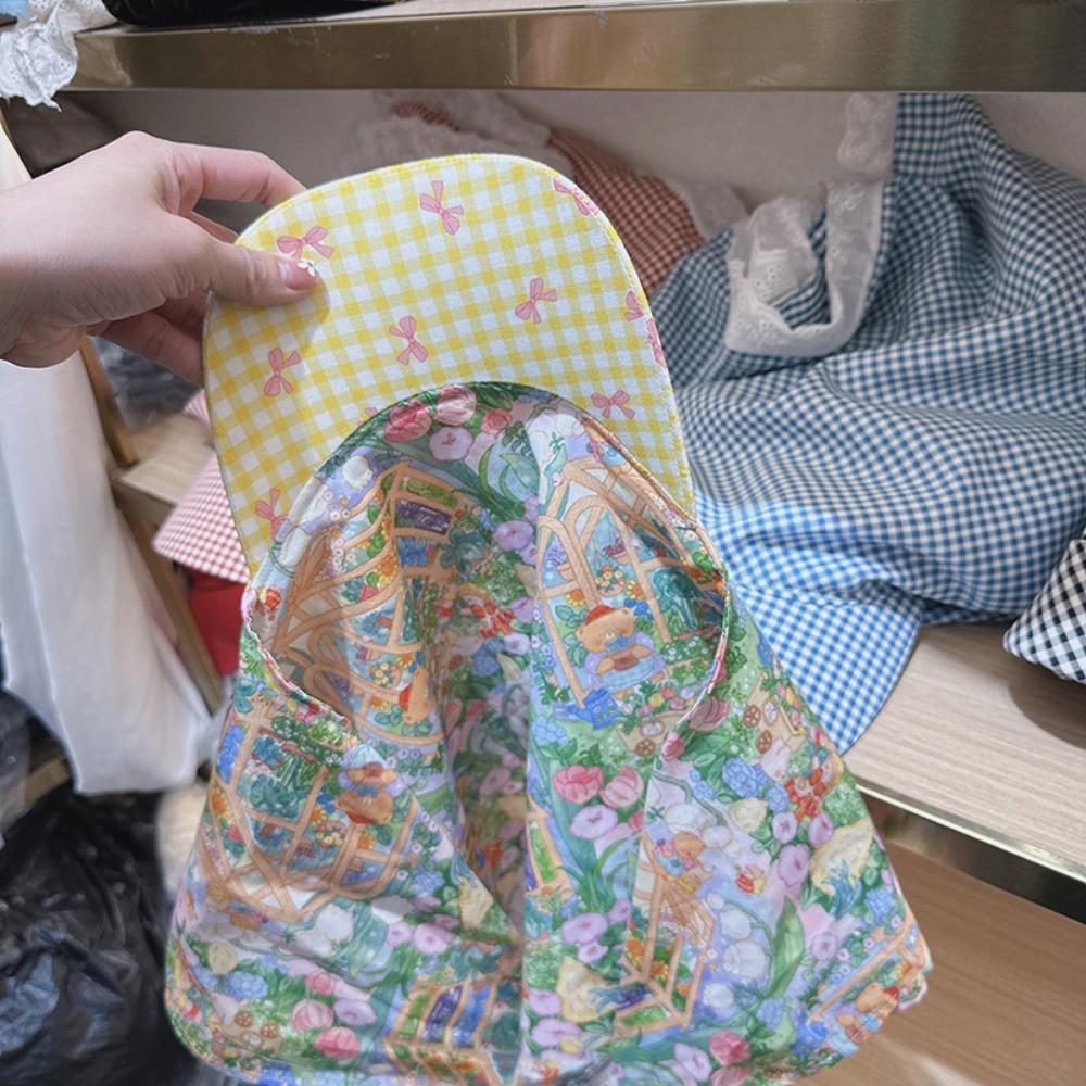 Floral Headscarf Baseball Hat Plaid Strappy Bandana Cap Triangle Headscarf Hat Summer Outing