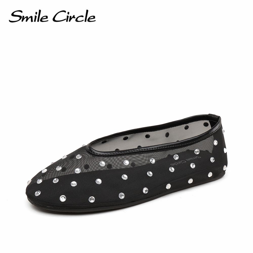 Marcy Wmbellished сетчатые балетки женские прозрачные туфли на плоской подошве с кристаллами круглый носок женские сандалии из натуральной кожи