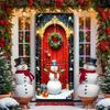 Рождественский Снеговик Накладка на Дверь Украшение С Рождеством Штора Navidad Санта Открой Дверь Баннер Добро Пожаловать Фон
