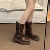 Британские ботинки Мартин женские новые весенне-осенние универсальные ретро двухсторонние полусапоги на толстой подошве черные ботинки