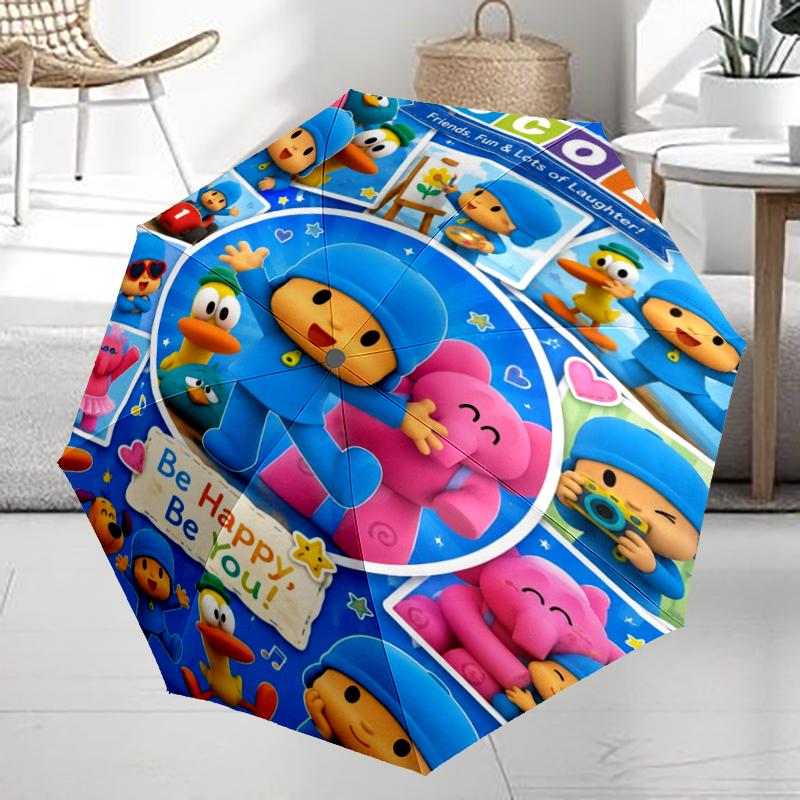 Автоматический зонт в стиле Pocoyo, легкий и портативный, 8 спиц, идеально подходит для путешествий на свежем воздухе, на дни рождения, Рождество, в качестве подарков.