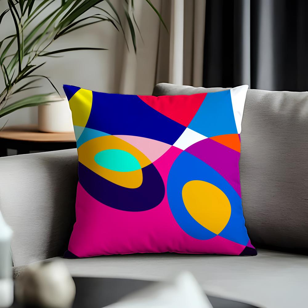 Viral AAbstract Curveful Cushion Cover Antidustmite Pillowcase Invisible Zipper Silky Short Plush Sofa Cushion Cover