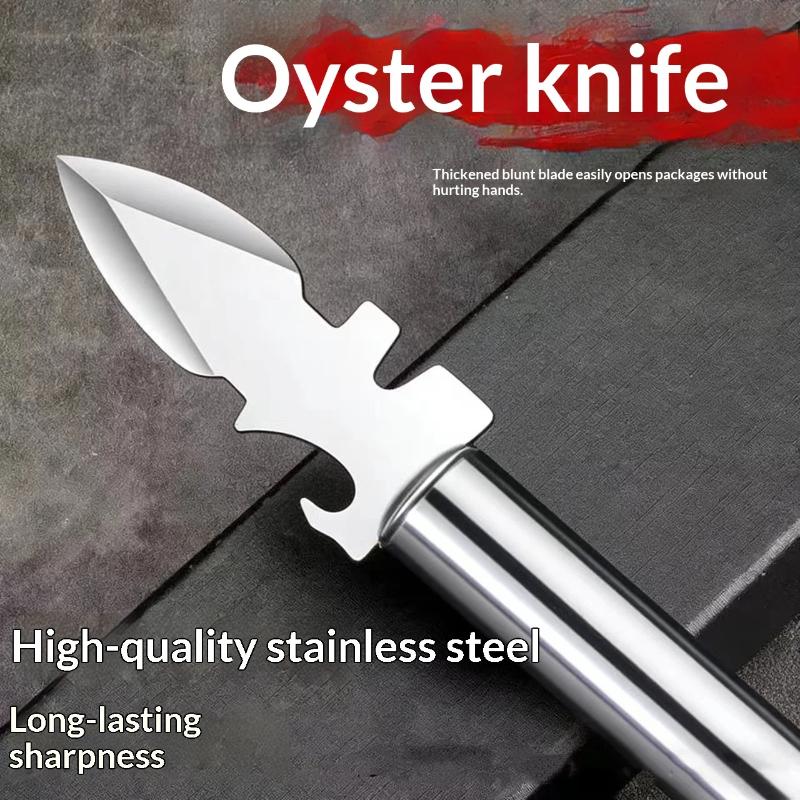 Ergonomic Design Stainless Steel Oyster Knife with Peeler for Kitchen Efficiency