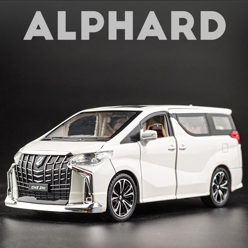 1/24 Toyota Alphard MPV Alloy Die Cast Toy Car Model Sound and Light Pull Back Children's Toy Collectibles Birthday Gift