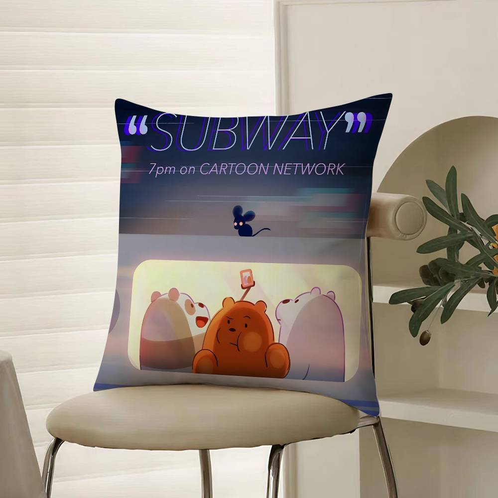 Милый мультяшный W-Мы обычные медведи-Детская наволочка Комфорт Диван-кровать Шелковистый элегантный Невидимая молния Декоративная наволочка