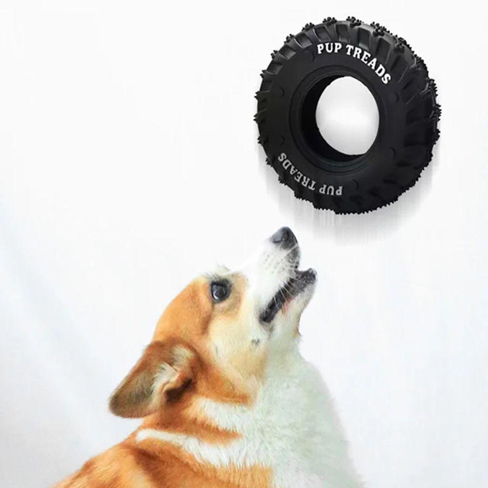 With Rope Dog Teething Toys Interactive Rubber Dog Tire Toy Durable Dog Tire Chewing Toy Home