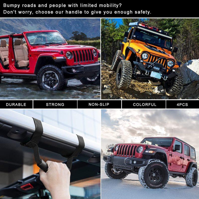 4pcs/set Roll Bar Grab Handles Grip Handle for Jeep Wrangler YJ TJ JK JKU Sports Sahara Freedom Rubicon X & Unlimited 1955-2023