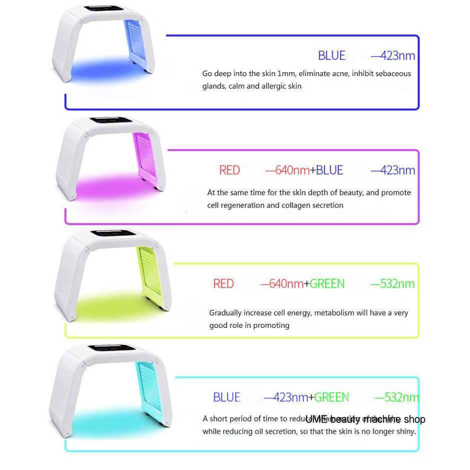 PDT 7-цветная светодиодная фототерапия для лица PDT светодиодная терапия светом Отбеливание и омоложение Косметологический аппарат Фотонное омоложение кожи и удаление акне