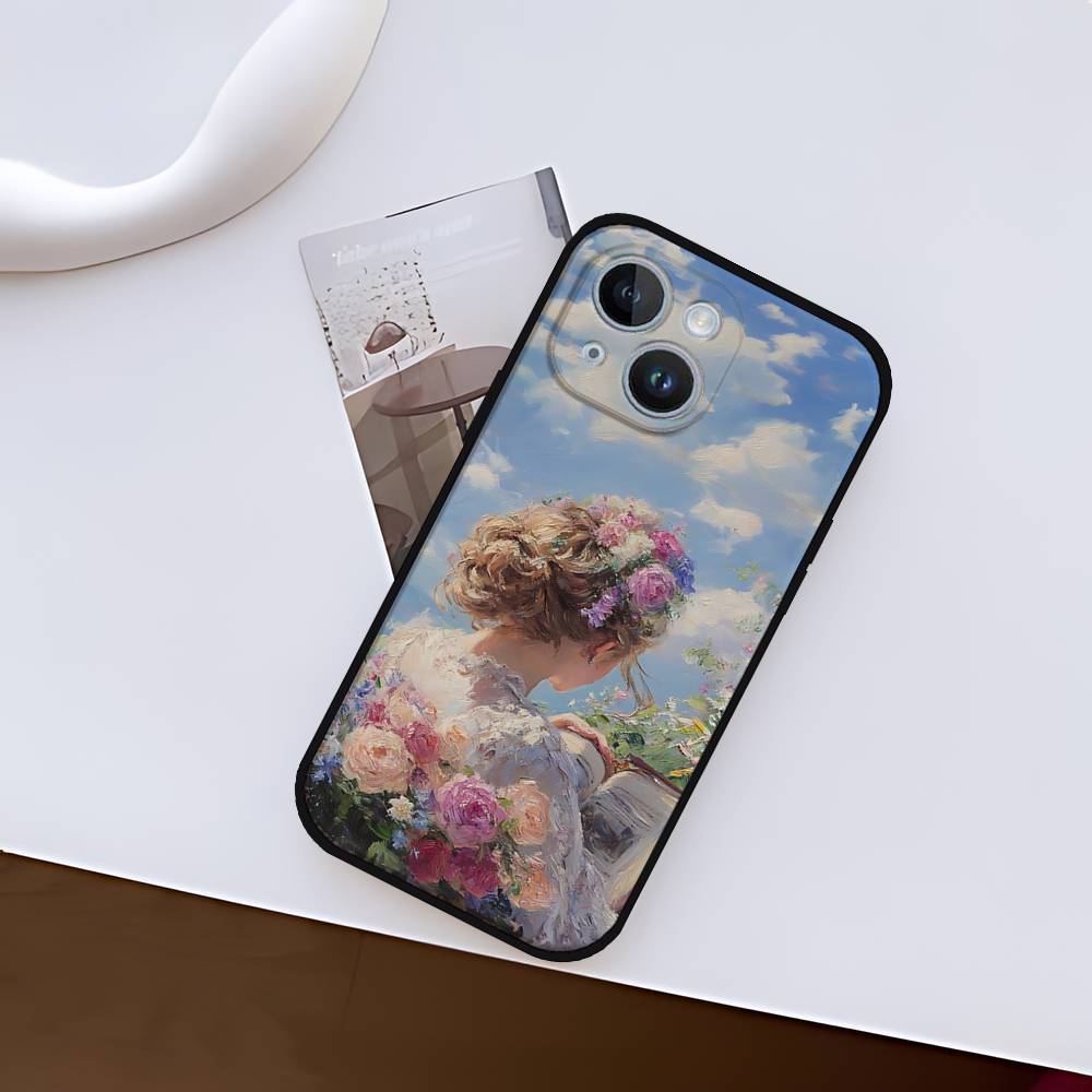 Чехол для телефона с картиной Клода Моне для IPhone 1716 15 14 13 Pro Max 11 12 Mini X Xs XR Черный Силиконовый Чехол
