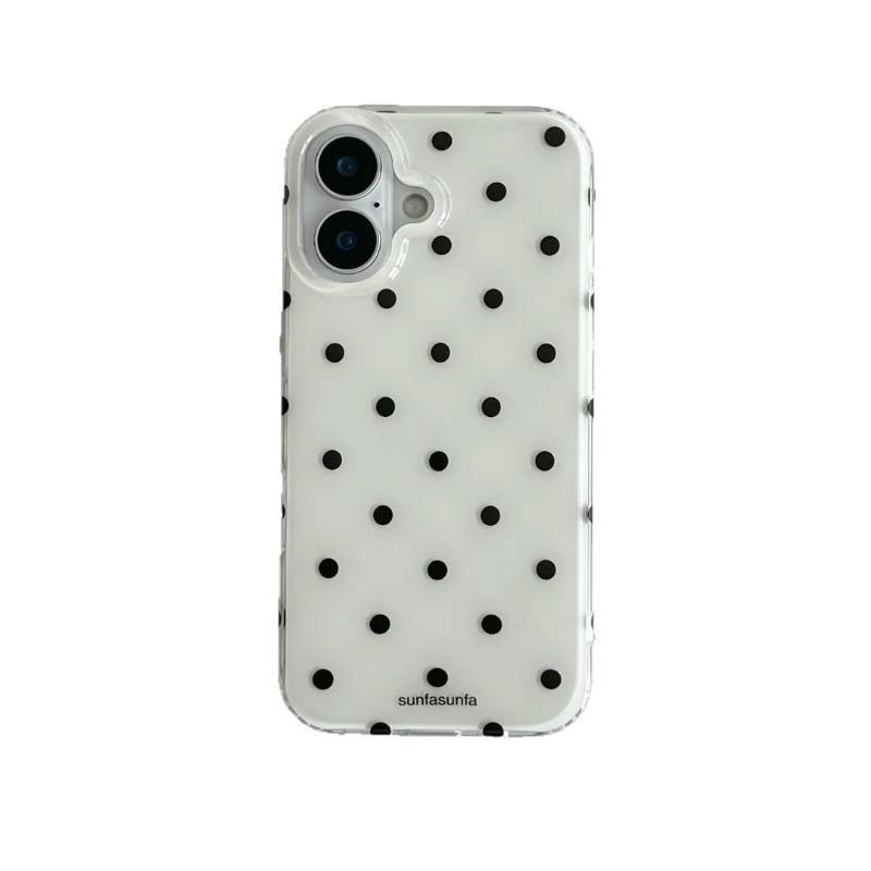 Новый белый чехол подходит для мобильного телефона Apple 16ProMax Чехол для iPhone17/14Pro В горошек 15 Жесткий 13x.