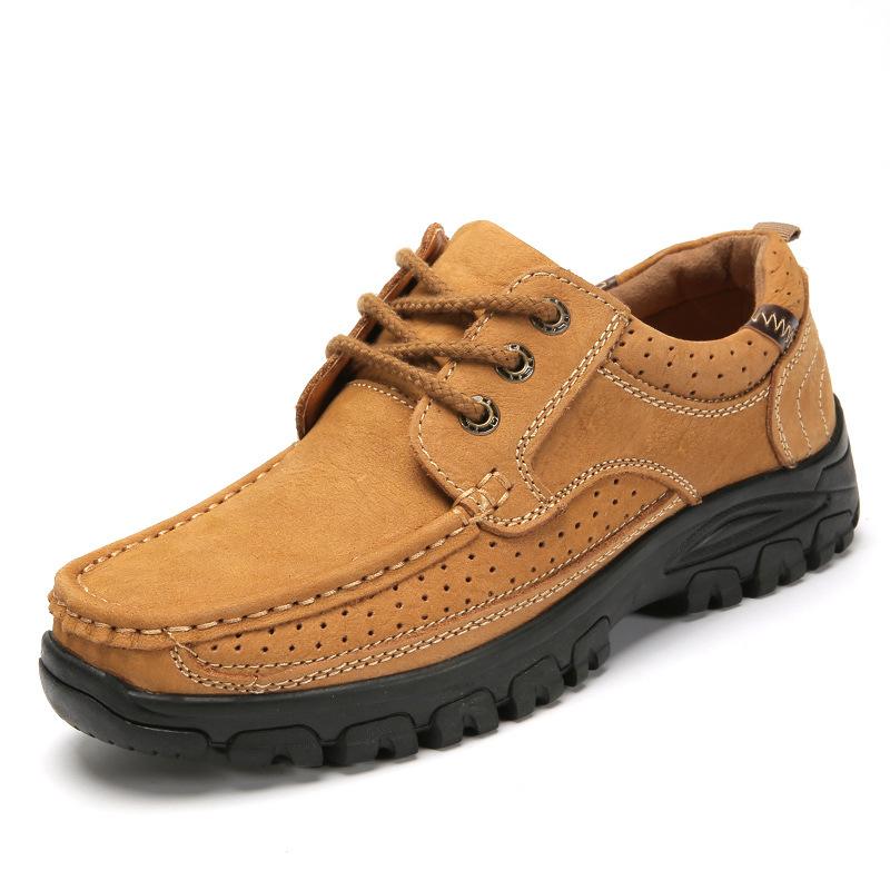 Новые мужские туфли Four Seasons Daily Outdoor Casual Shoes First Layer Cowhide Leather Leather Non-Slip Work Shoes
