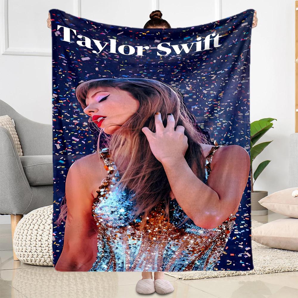 Taylor Swift's Glittery Performance Flannel Blanket-Soft and Suitable for Sofas,Beds,Offices,Travel,All Seasons,Great Gift for Holidays and Birthdays.