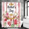 Happy Mother's Day Floral Crown Gift Curtain Shower Curtain, Bathroom Decorative Shower Curtain, Waterproof Shower Curtain with