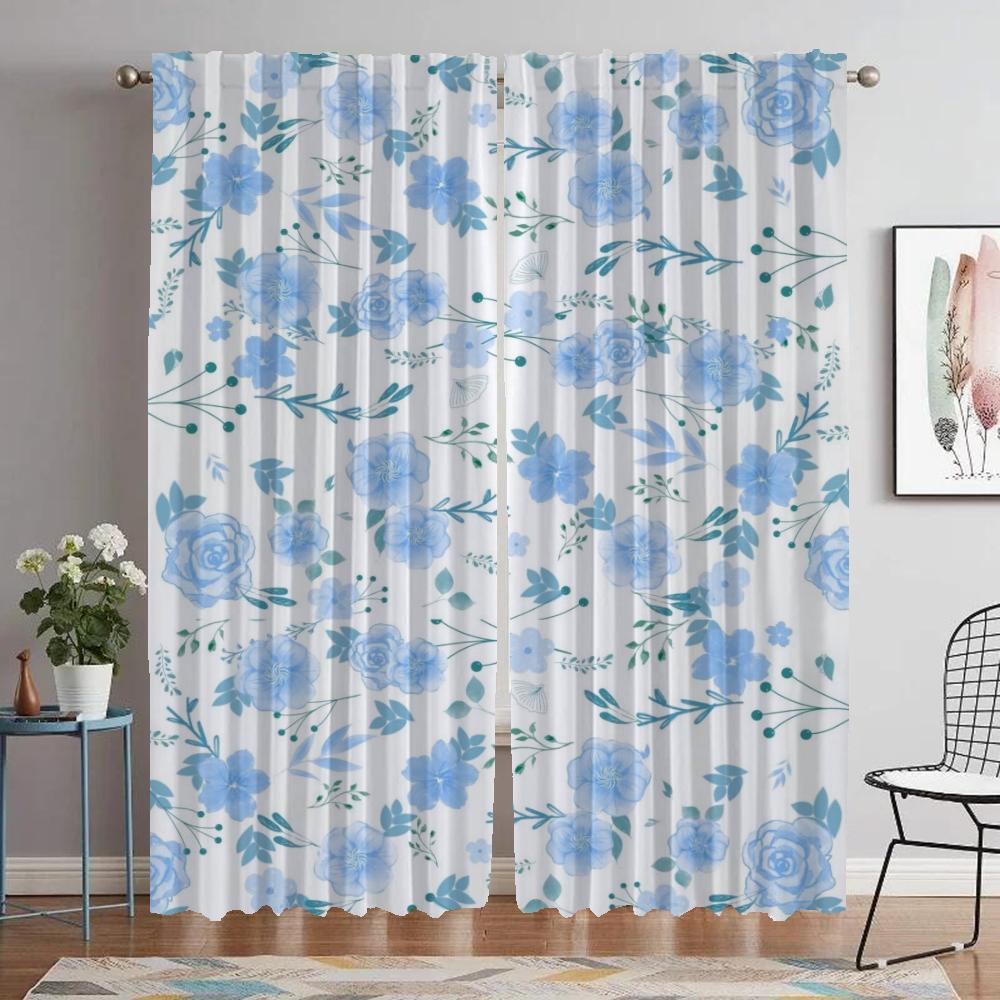 Цветочные элегантные шторы для комнаты, занавески для окна камеры, занавески для домашнего интерьера, 2 шт., абажуры, украшение на Хэллоуин, перегородка