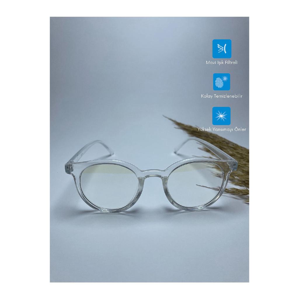 Vo026 Прозрачные толстые круглые унисекс прозрачные стеклянные защитные очки синего света