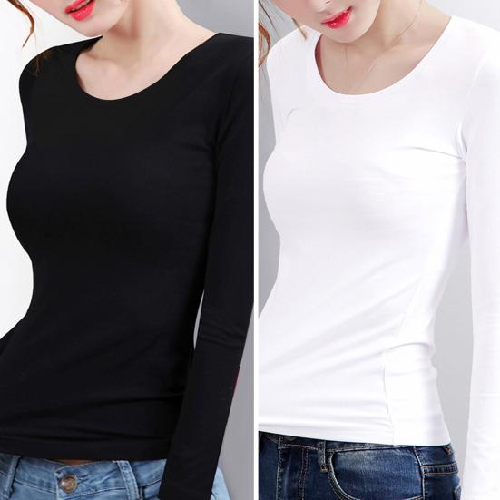 Женские термотопы с круглым вырезом, длинным рукавом, бархатной подкладкой, облегающие однотонные теплые футболки