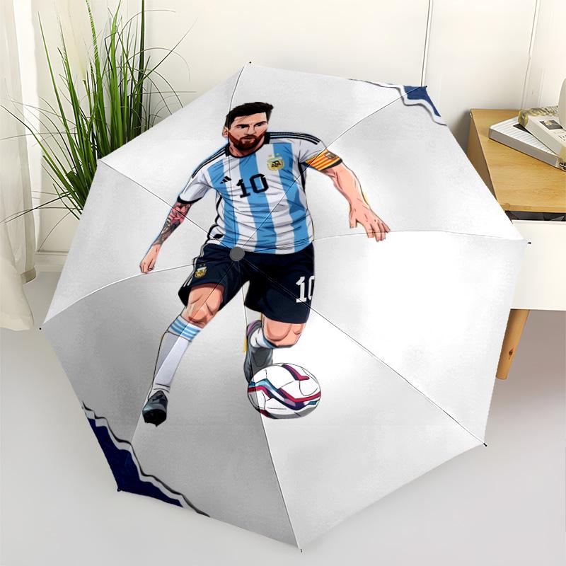 Leo Messi: Iconic Football Legend Automatic Umbrella Compact 8-Rib Design Lightweight All-Season Umbrella for Travel Stylish Accessory