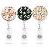 3 Pcs Beautiful Floral Epoxy Printed Retractable Badge Reel Clip Cute Light-weight Id Name Card Holders For Nurse Doctor Office
