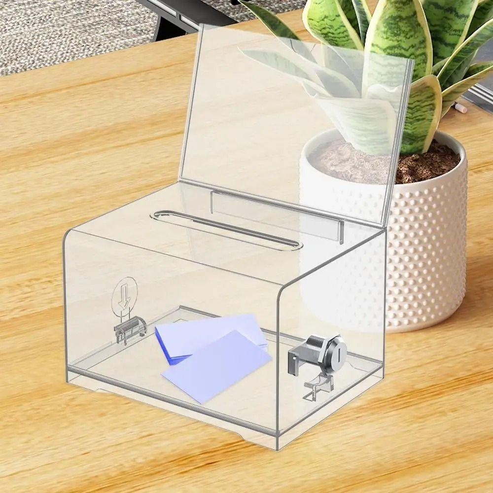 Voting Charity Acrylic Donation Box With Lock Suggestion Box Portable Ballot Box  Business