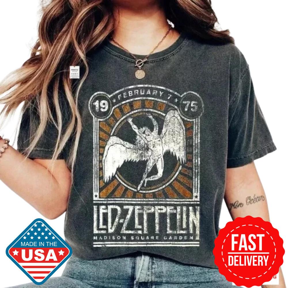 Футболка Led Zeppelin, Футболка с туром рок-группы Led Zeppelin, Унисекс футболка, Вдохновленная музыкальным концертом 70-х