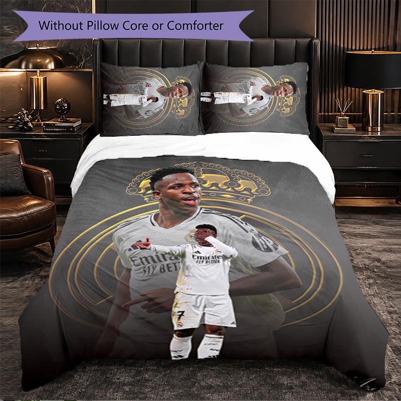 Vinicius Junior 3 Piece Bedding Set Soft Duvet Cover Set with Pillowcases Printed Bedroom Decor Set for Home