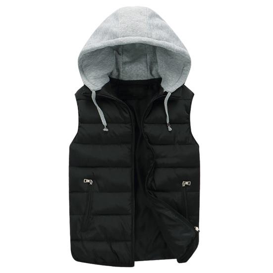 Men Autumn Winter Warm Vest with Hood Zipper Closure Waterproof Cold Prevention Sleeveless Casual Jacket Vest