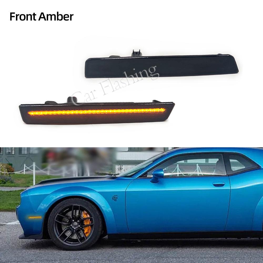 For Dodge Challenger 2015 2016 2017 2018 Front Amber Rear Red LED Side Marker Light Side Marker Lamp