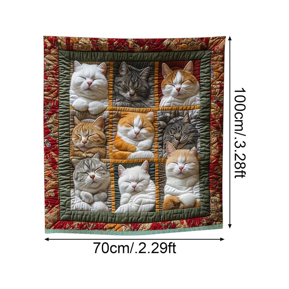 Adorable Warm Cat Print Pattern Throw Blanket Christmas Cat-theme Flannel Blanket For Sofa Couch Living Room Kitchen Bedroom
