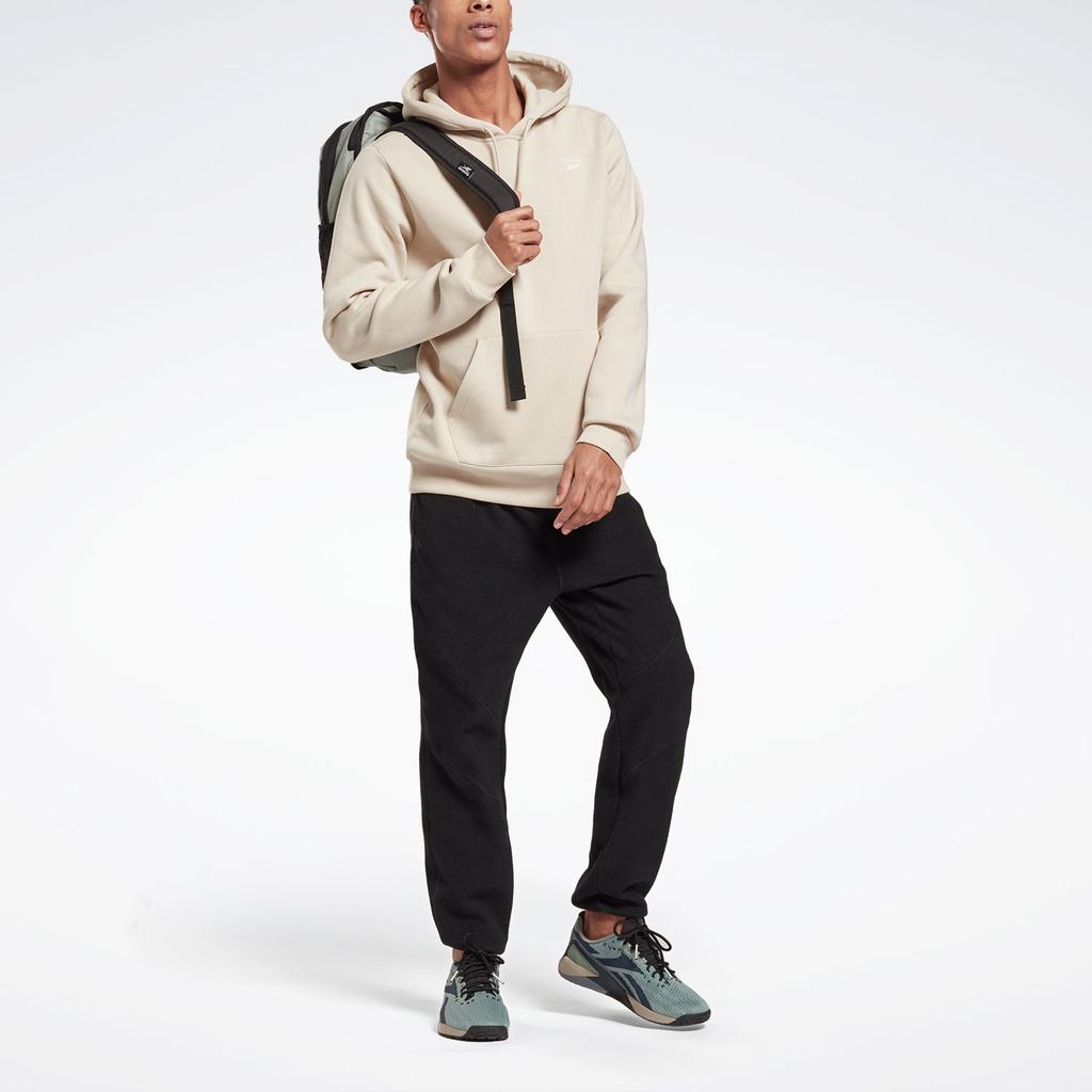 Reebok Флисовый повседневный пуловер с капюшоном Identity, мужские топы, бежевый GR9194