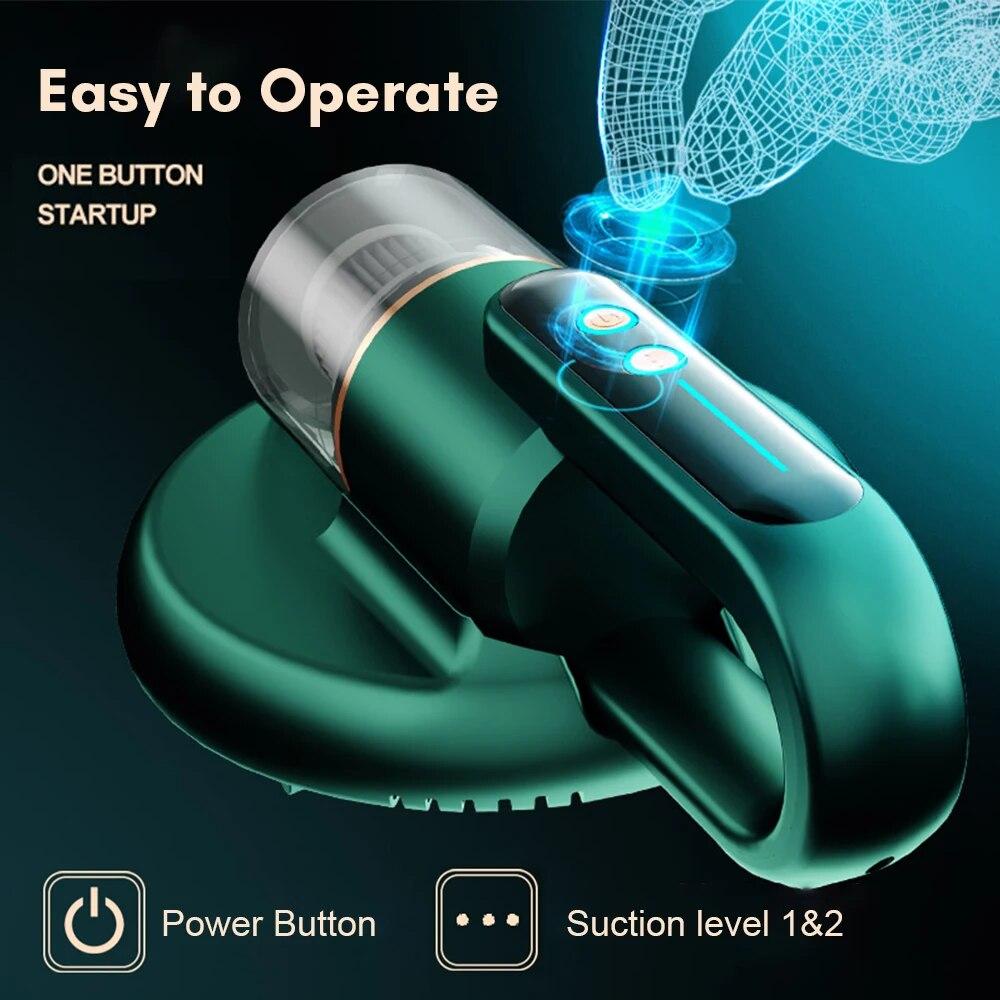 Новый портативный беспроводной пылесос 5000PA Мощный пылесос для матрасов с HEPA-фильтрацией Пылесос для удаления УФ-клещей